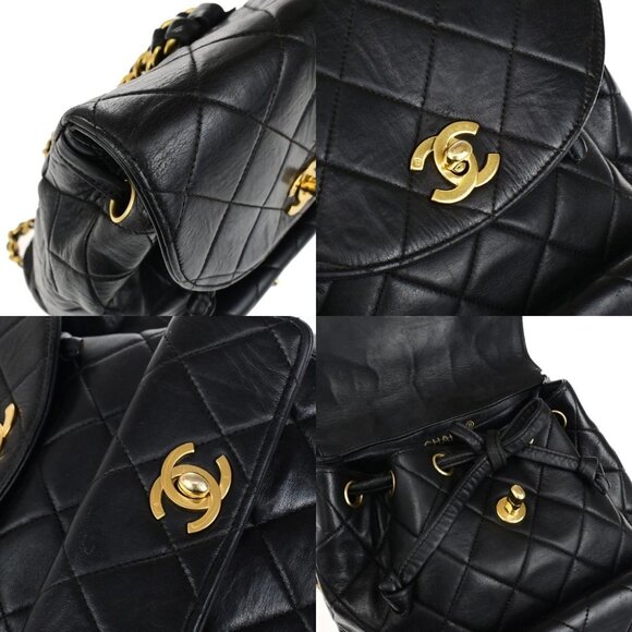 CHANEL CC Logo Matelasse Chain Backpack Bag Leather Black GHW France 317RK756 main image 16